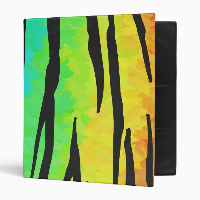 Tiger Black and Rainbow Print Binder (Front/Inside)