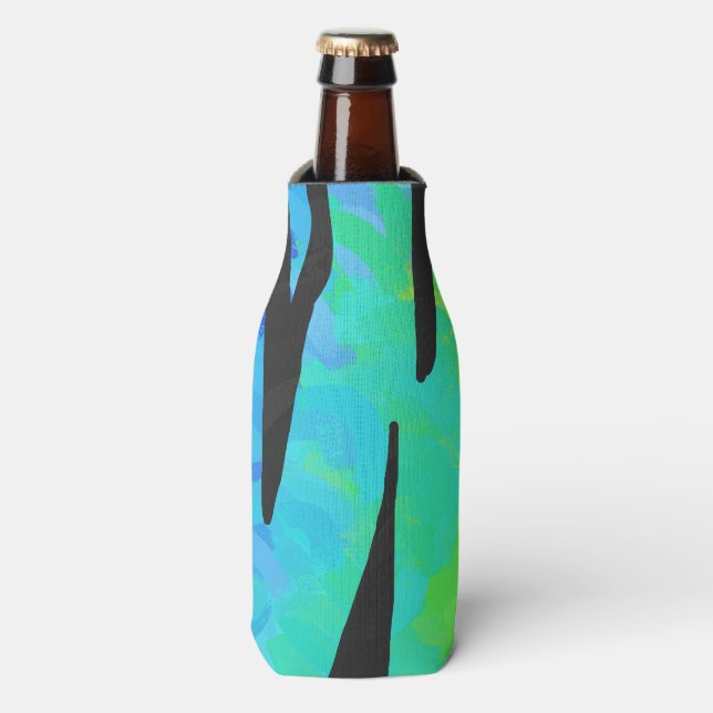 Tiger Black and Rainbow Print Bottle Cooler (Bottle Front)
