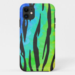 Tiger Black and Rainbow Print iPhone 11 Case