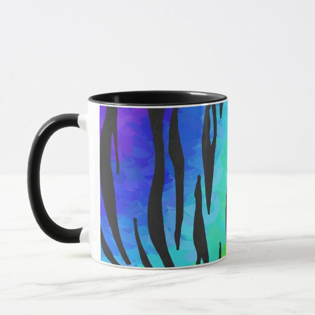 Tiger Black and Rainbow Print Mug (Left)