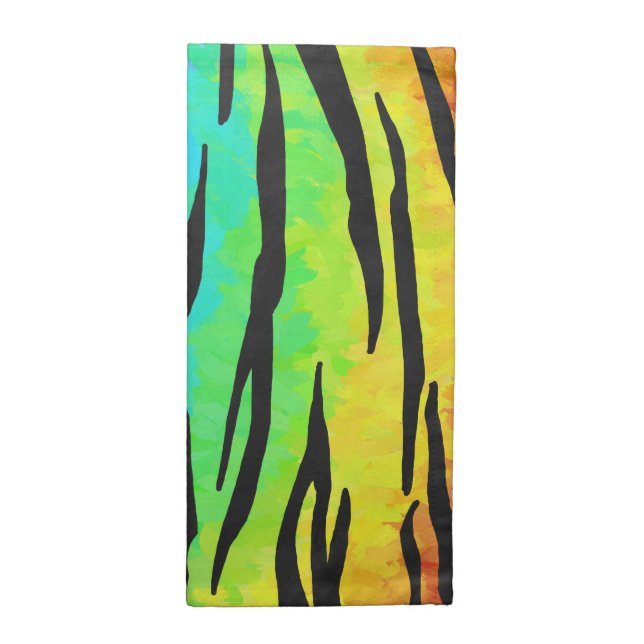 Tiger Black and Rainbow Print Napkin (Half Fold)