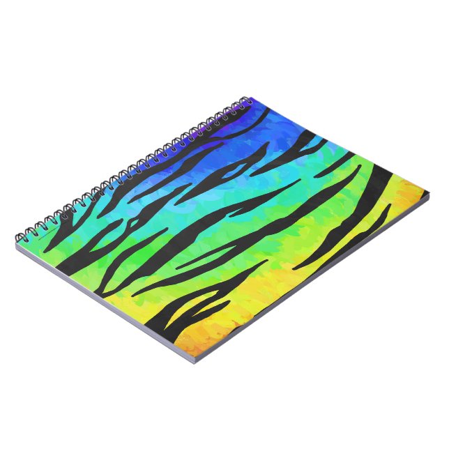 Tiger Black and Rainbow Print Notebook (Left Side)