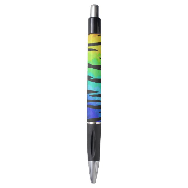 Tiger Black and Rainbow Print Pen (Front Vertical)