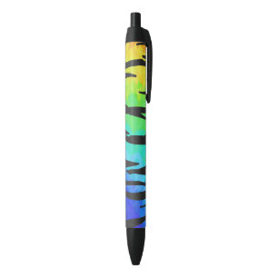 Tiger Black and Rainbow Print Pen