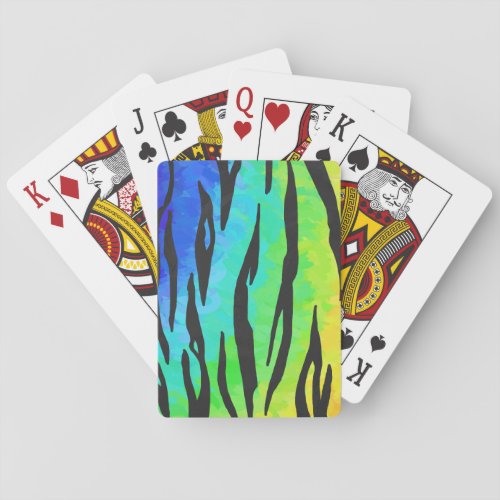 Tiger Black and Rainbow Print Playing Cards