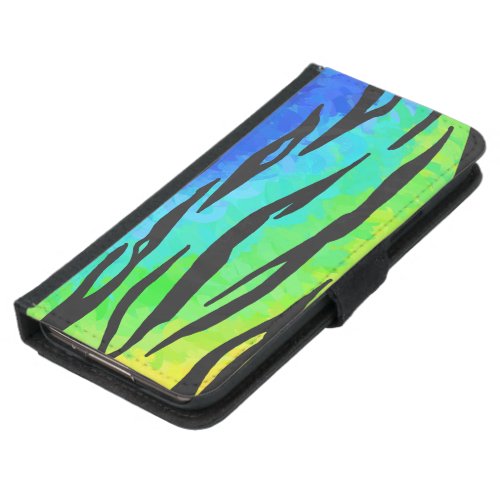 Tiger Black and Rainbow Print Wallet Phone Case For Samsung Galaxy S5