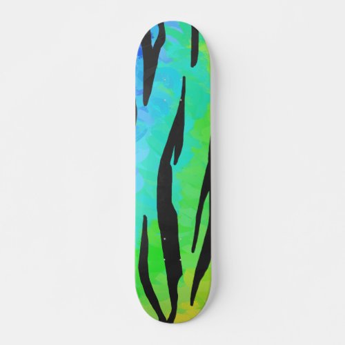 Tiger Black and Rainbow Print Skateboard Deck