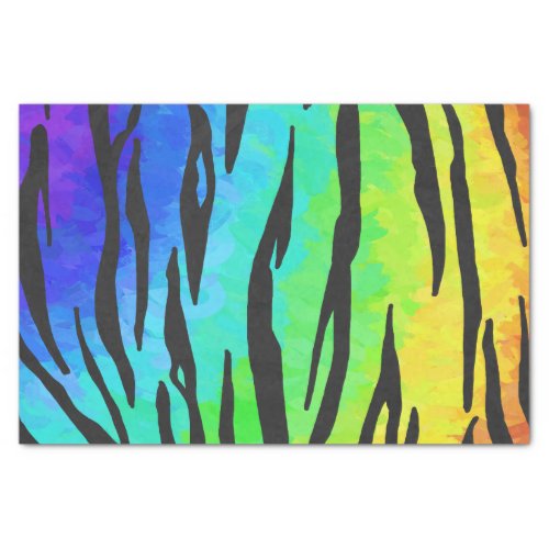 Tiger Black and Rainbow Print Tissue Paper