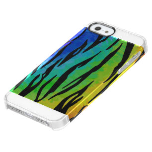 Tiger Black and Rainbow Print Clear iPhone SE/5/5s Case