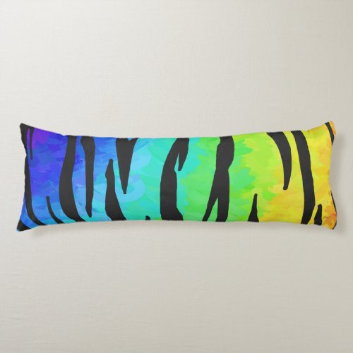 Tiger Black and Rainbow Stuff Body Pillow