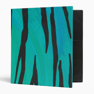 Tiger Black and Teal Print 3 Ring Binder