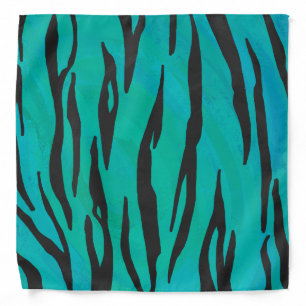 Tiger Black and Teal Print Bandana