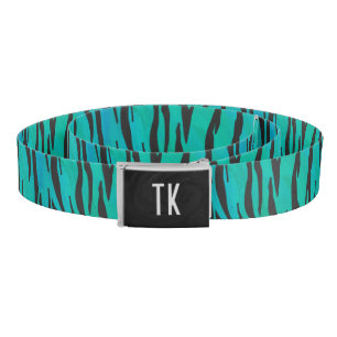 Tiger Black and Teal Print Belt