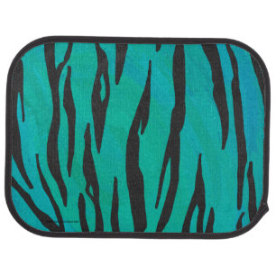 Tiger Black and Teal Print Car Mat