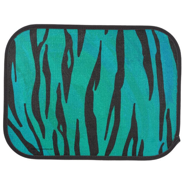 Tiger Black and Teal Print Car Mat (Rear)