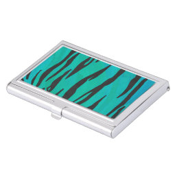 Tiger Black and Teal Print Case For Business Cards