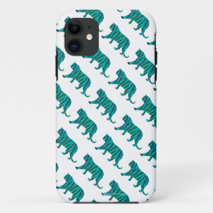 Tiger Black and Teal Print iPhone 11 Case