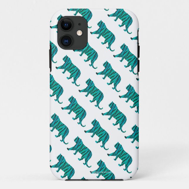 Tiger Black and Teal Print Case-Mate iPhone Case (Back)