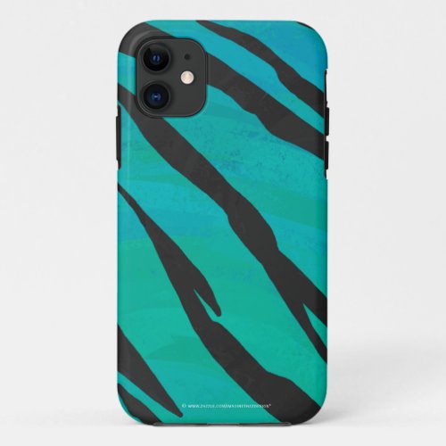 Tiger Black and Teal Print iPhone 11 Case