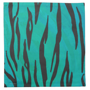 Tiger Black and Teal Print Cloth Napkin