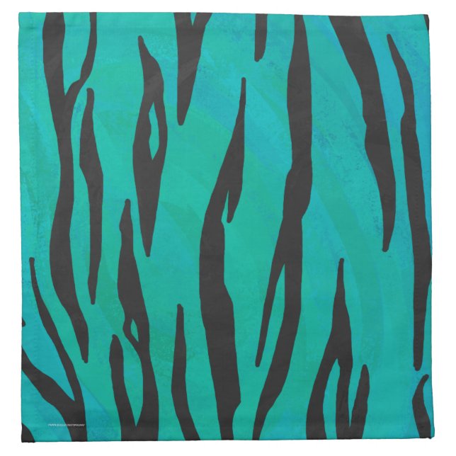 Tiger Black and Teal Print Cloth Napkin (Front)