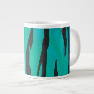 Tiger Black and Teal Print Giant Coffee Mug