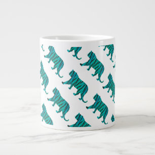 Tiger Black and Teal Print Giant Coffee Mug