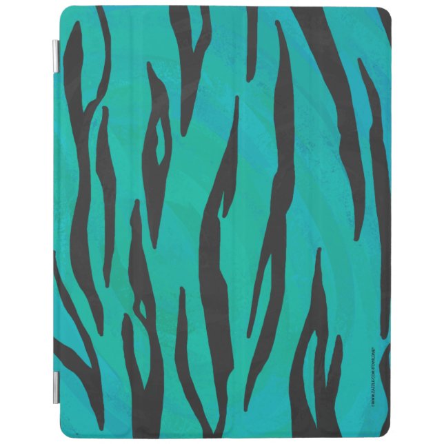 Tiger Black and Teal Print iPad Smart Cover (Front)