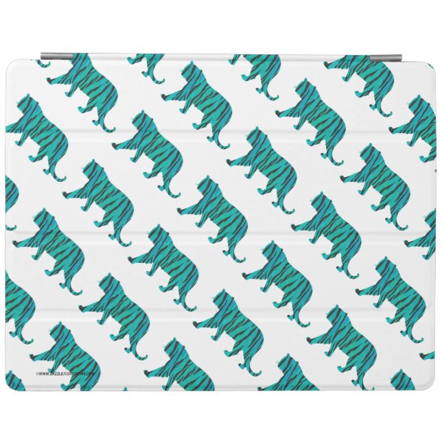 Tiger Black and Teal Print iPad Smart Cover (Horizontal)