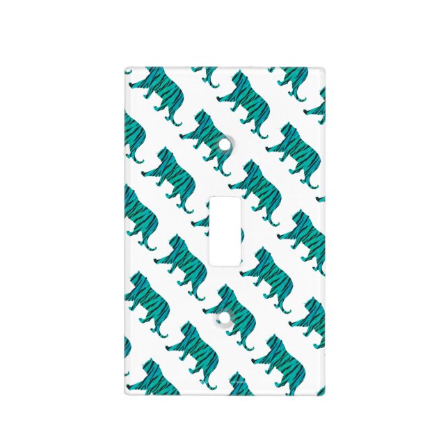 Tiger Black and Teal Print Light Switch Cover (Front)