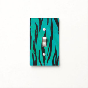 Tiger Black and Teal Print Light Switch Cover