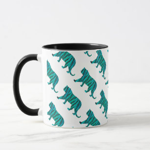 Tiger Black and Teal Print Mug