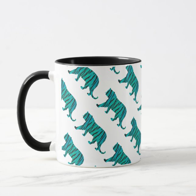 Tiger Black and Teal Print Mug (Left)