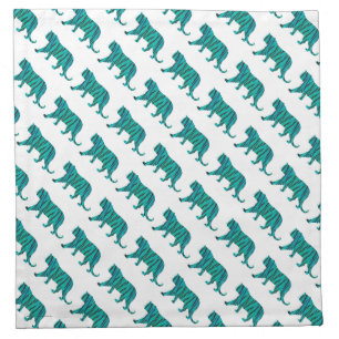 Tiger Black and Teal Print Napkin