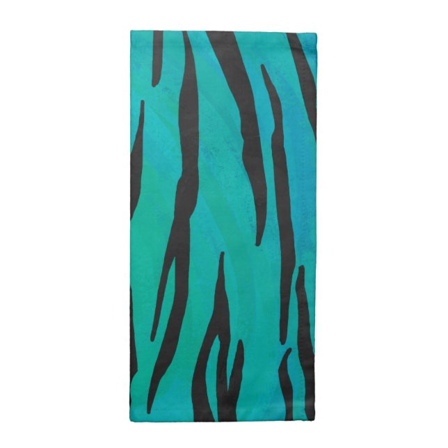 Tiger Black and Teal Print Napkin (Half Fold)