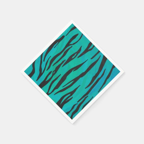 Tiger Black and Teal Print Napkins