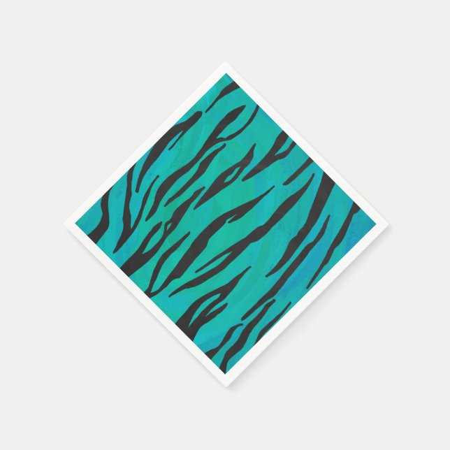 Tiger Black and Teal Print Napkins (Corner)