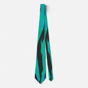 Tiger Black and Teal Print Neck Tie