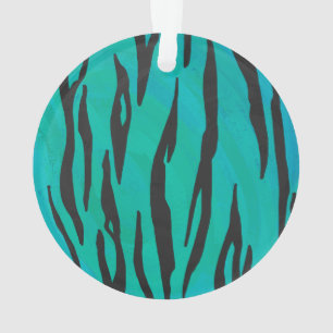 Tiger Black and Teal Print Ornament