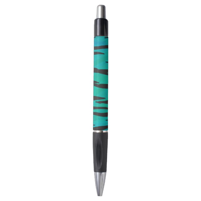 Tiger Black and Teal Print Pen (Front Vertical)