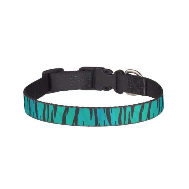 Tiger Black and Teal Print Pet Collar (Front)