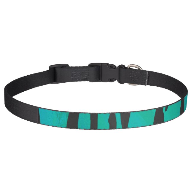 Tiger Black and Teal Print Pet Collar (Front)