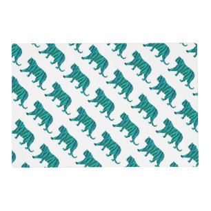 Tiger Black and Teal Print Placemat