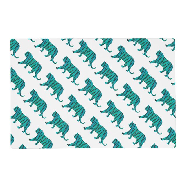 Tiger Black and Teal Print Placemat (Front)