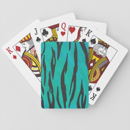Tiger Black and Teal Print Playing Cards