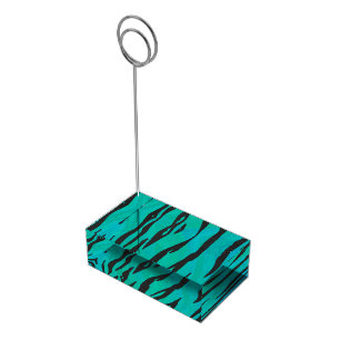 Tiger Black and Teal Print Table Card Holder