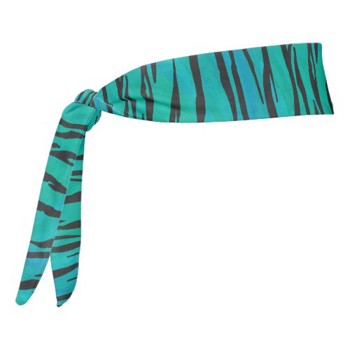 Tiger Black and Teal Print Tie Headband