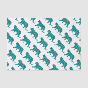Tiger Black and Teal Print Tissue Paper