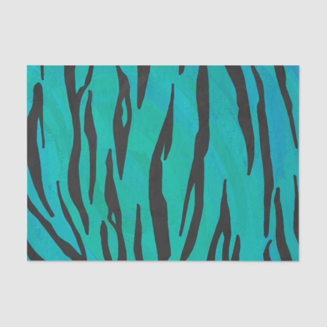 Tiger Black and Teal Print Tissue Paper (Front)