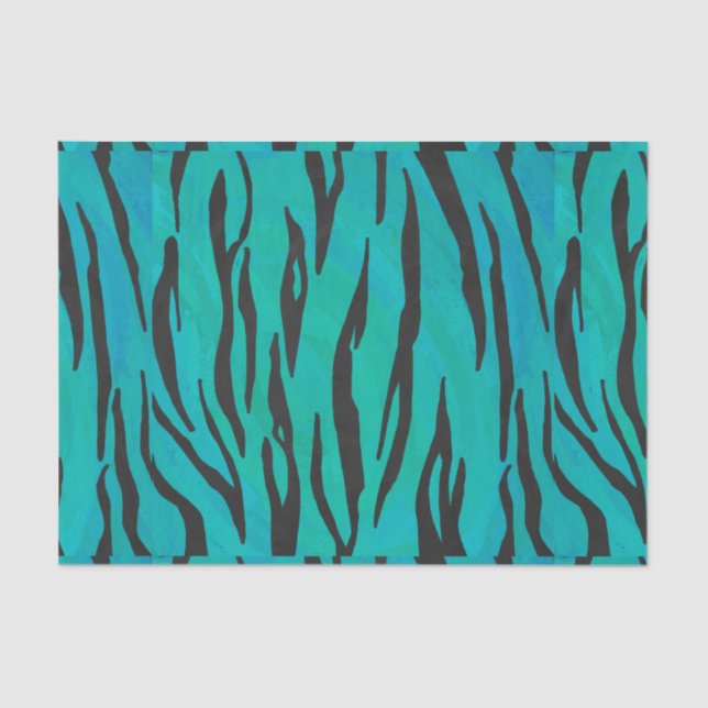 Tiger Black and Teal Print Tissue Paper (Front)